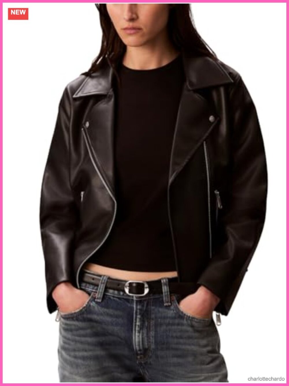Classic Leather Jacket Aviator Moto Zip Belted Fall Coat